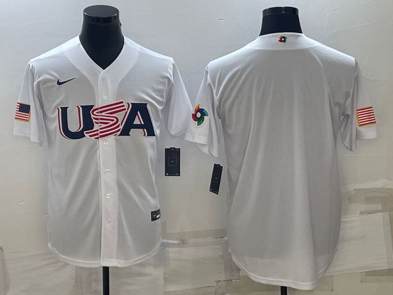 Men 2023 World Cub USA Blank White Nike MLB Jersey1